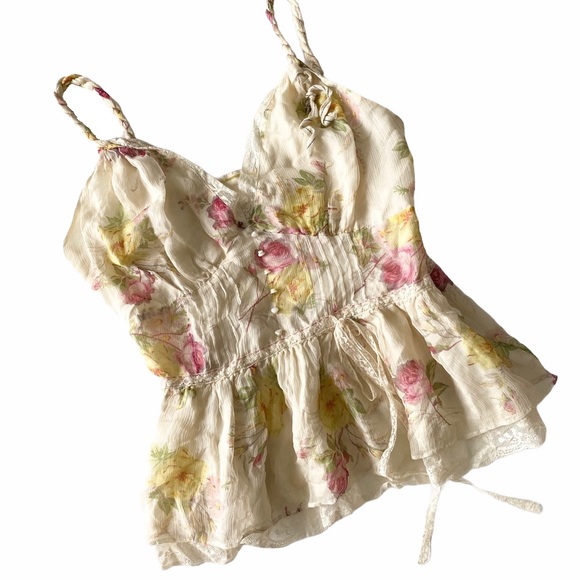 new For Love + Liberty by Johnny Was ๐ Romantic Floral Print Silk Cami ๐ Ivory - Picture 15 of 17